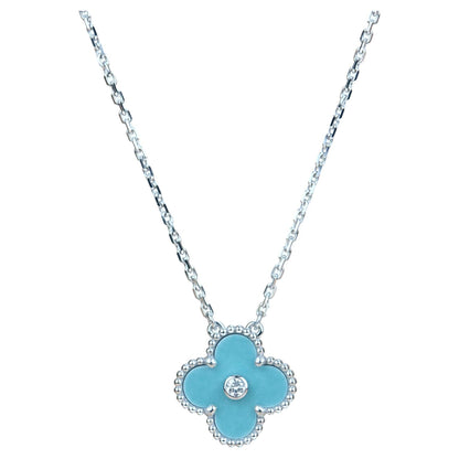 [⭐moonlume]CLOVER 15MM DIAMOND SVRES PORCELAIN  NECKLACE SILVER