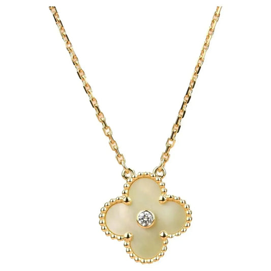 [⭐moonlume]CLOVER 15MM DIAMOND GOLD MOTHER OF PEARL NECKLACE