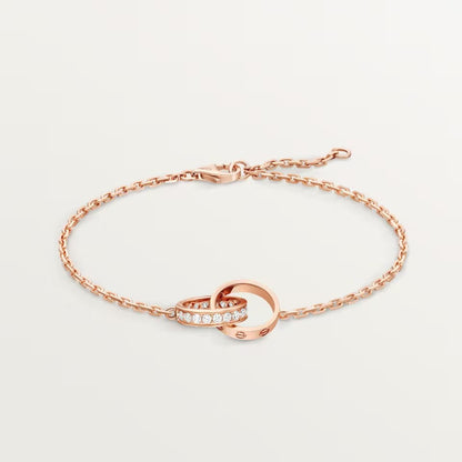 [⭐moonlume]LOVE DOUBLE RING HALF DIAMOND BRACELET