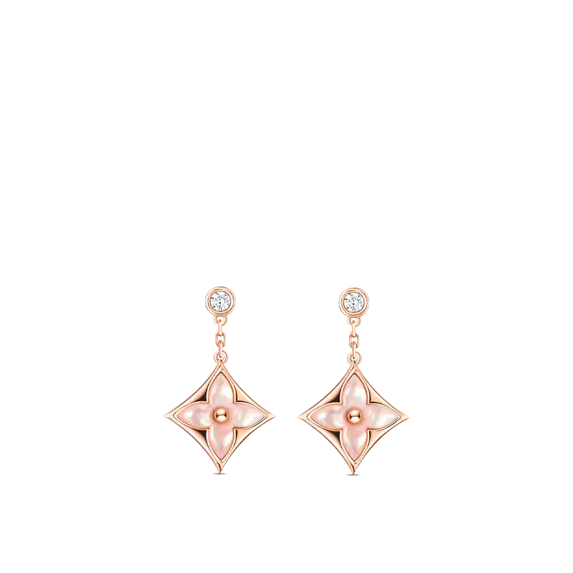 [⭐moonlume]DOUBLE STAR PINK GOLD MOP DROP EARRINGS