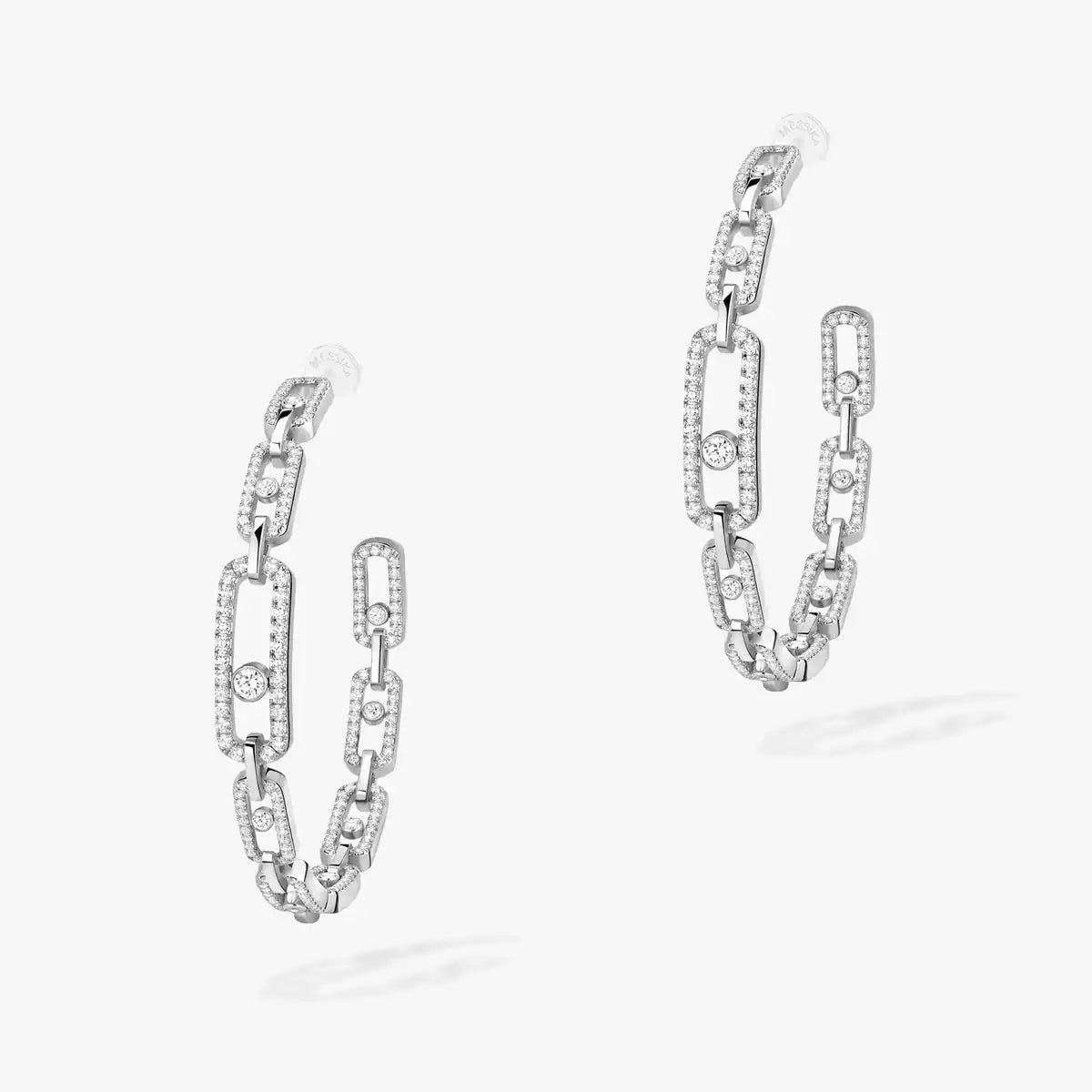 [[⭐moonlume]Move Link Diamond Hoop Earrings
