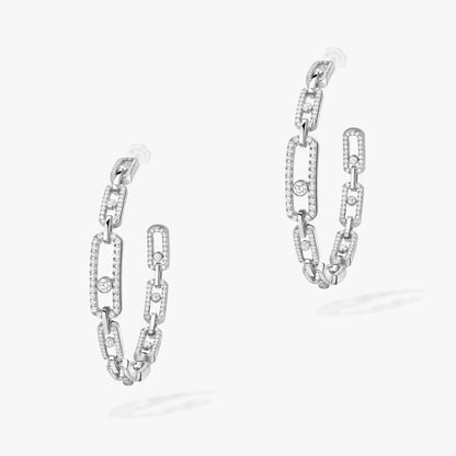 [[⭐moonlume]Move Link Diamond Hoop Earrings