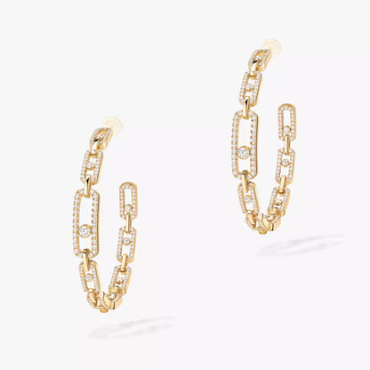 [[⭐moonlume]Move Link Diamond Hoop Earrings
