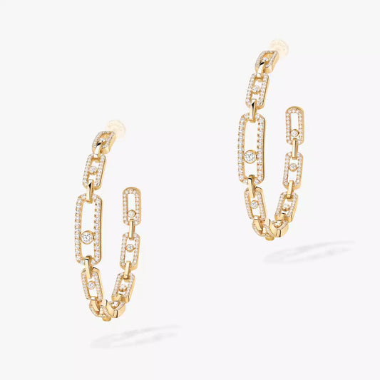 [[⭐moonlume]Move Link Diamond Hoop Earrings