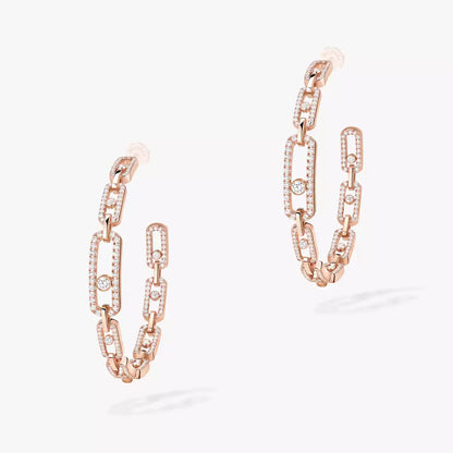 [[⭐moonlume]Move Link Diamond Hoop Earrings
