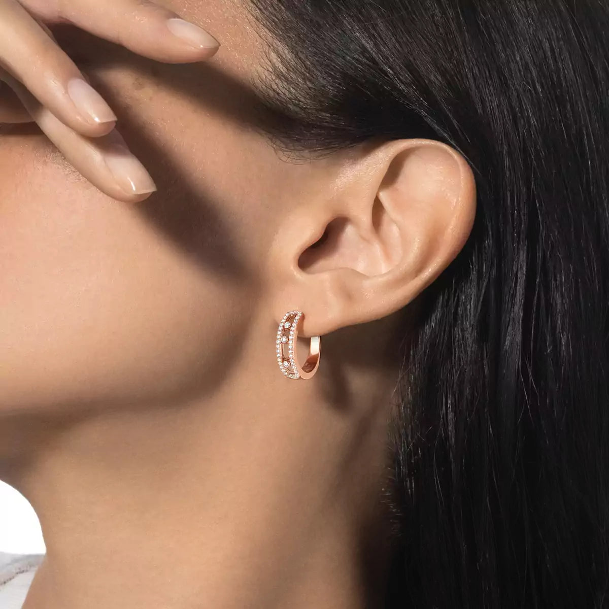 [⭐moonlume]Diamond Pave_ Hoop Earrings Move