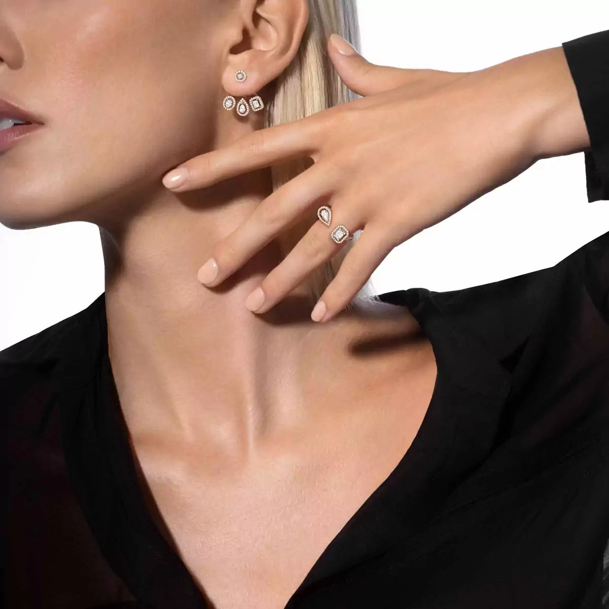[⭐moonlume] My Twin Trio  Diamond Earrings