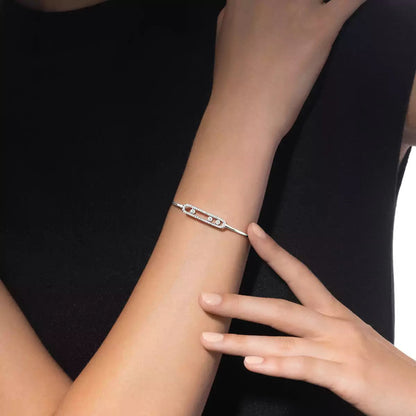 [⭐moonlume]Move Pavé Diamond Bangle Bracelet M