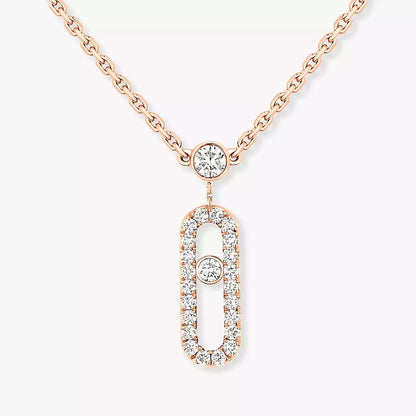 [⭐moonlume]2 Rows Rose Gold Diamond Pave_ Necklace Move Uno