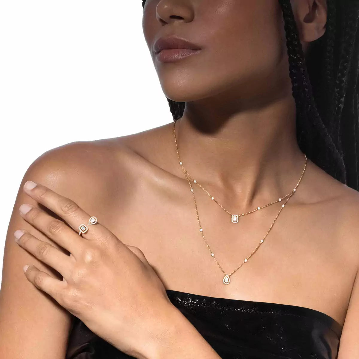 [⭐moonlume]Diamond Necklace My Twin 2 Rows