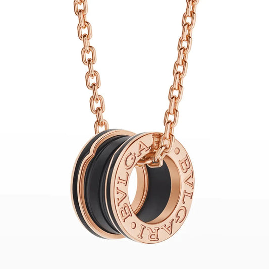 [⭐moonlume]ZERO 1 BLACK CERAMIC PINK GOLD NECKLACE