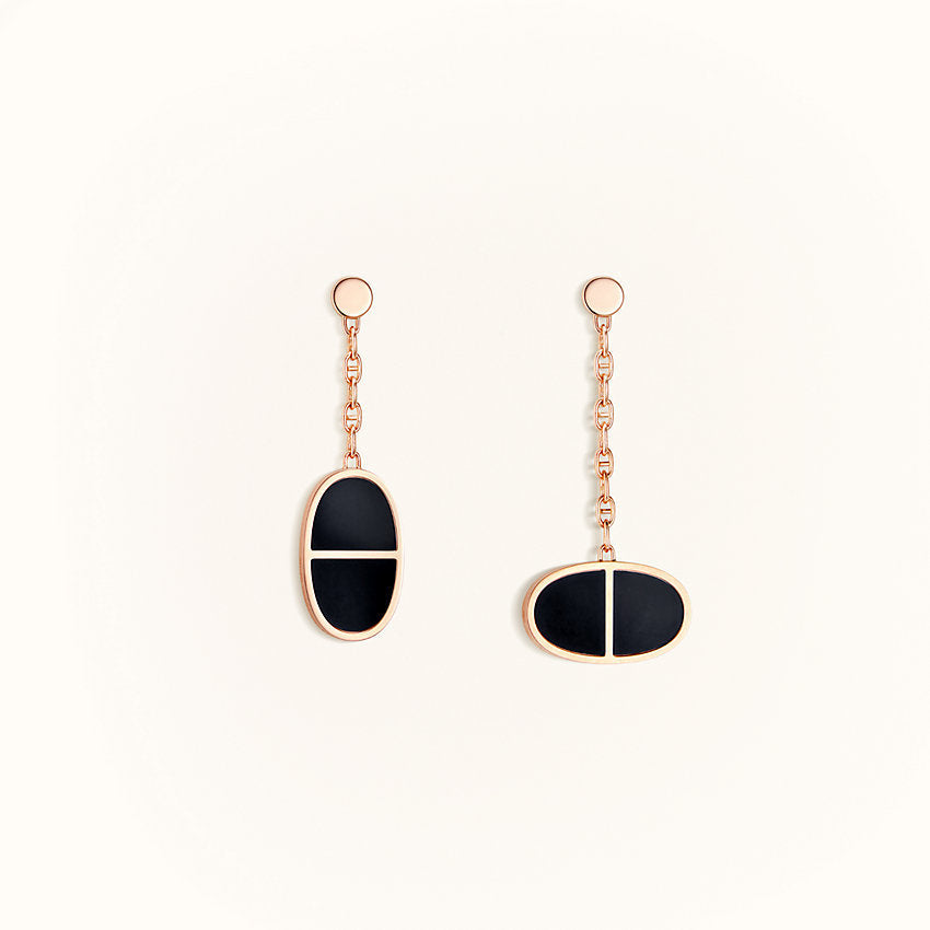 [⭐moonlume]CHAINE VERSO BLACK CERAMIC EARRINGS