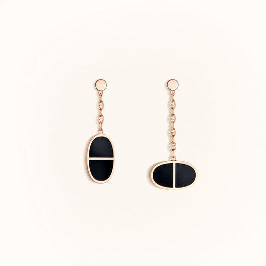 [⭐moonlume]CHAINE VERSO BLACK CERAMIC EARRINGS