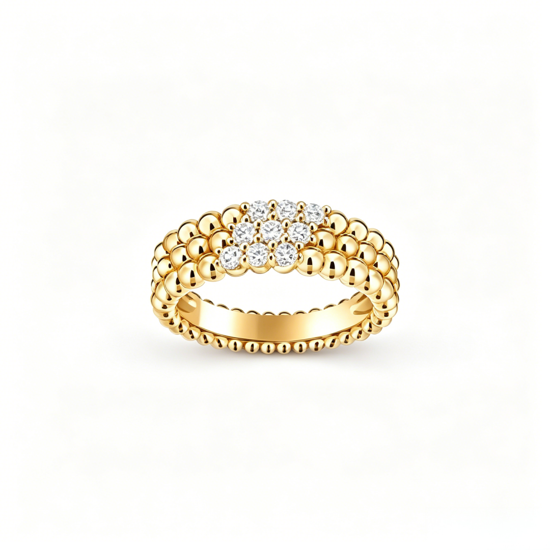 [⭐moonlume] THREE-ROW DIAMOND RING