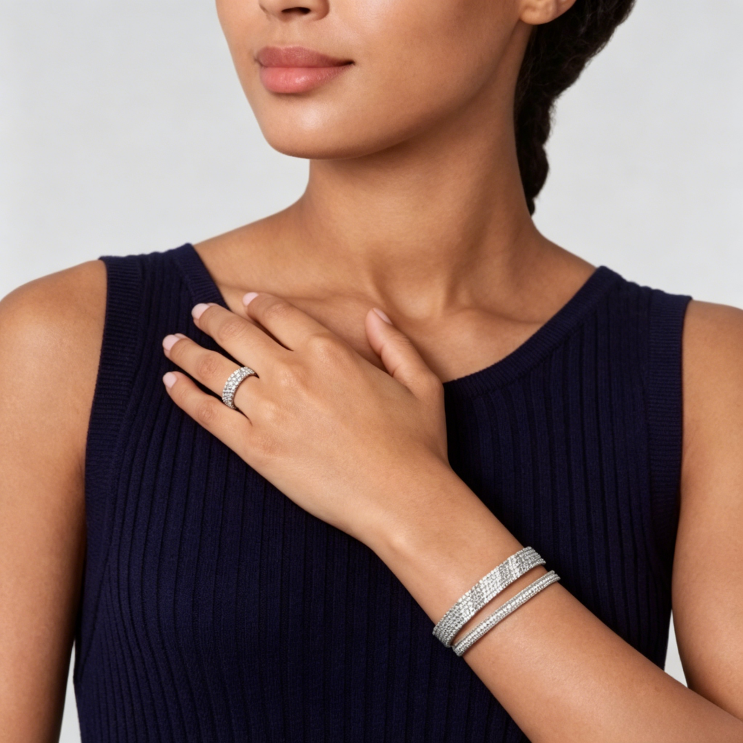 [⭐moonlume] THREE-ROW DIAMOND RING