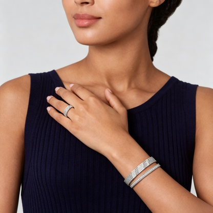 [⭐moonlume] THREE-ROW DIAMOND RING