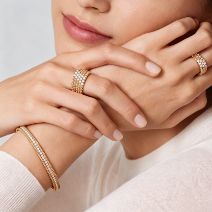 [⭐moonlume] THREE-ROW DIAMOND RING