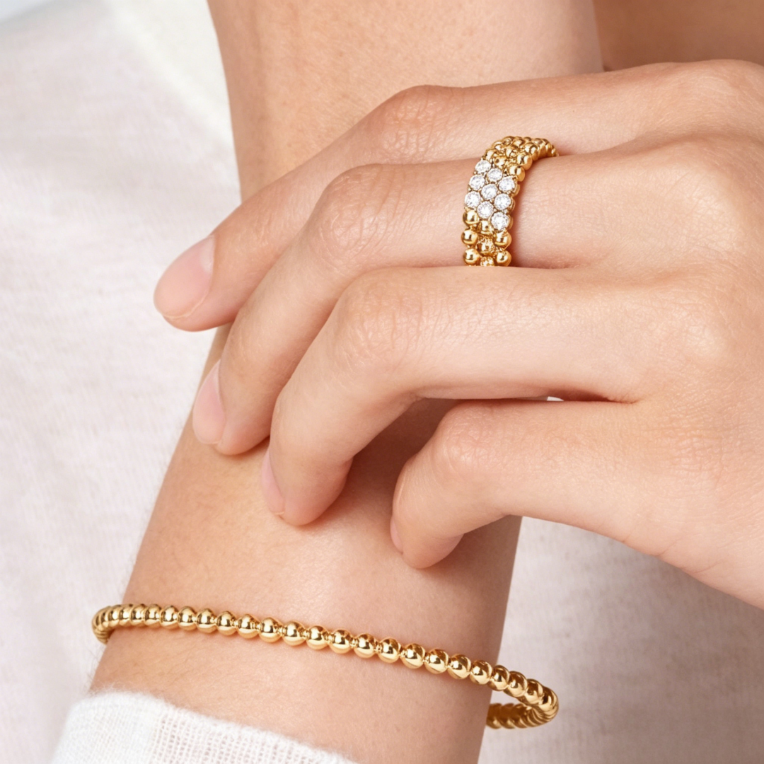 [⭐moonlume] THREE-ROW DIAMOND RING