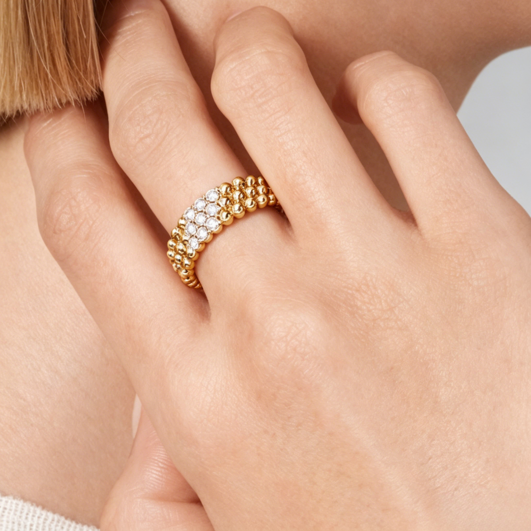 [⭐moonlume] THREE-ROW DIAMOND RING
