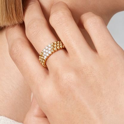 [⭐moonlume] THREE-ROW DIAMOND RING