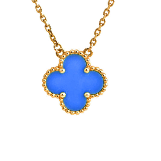 [⭐moonlume]CLOVER 15MM BLUE AGATE NECKLACE