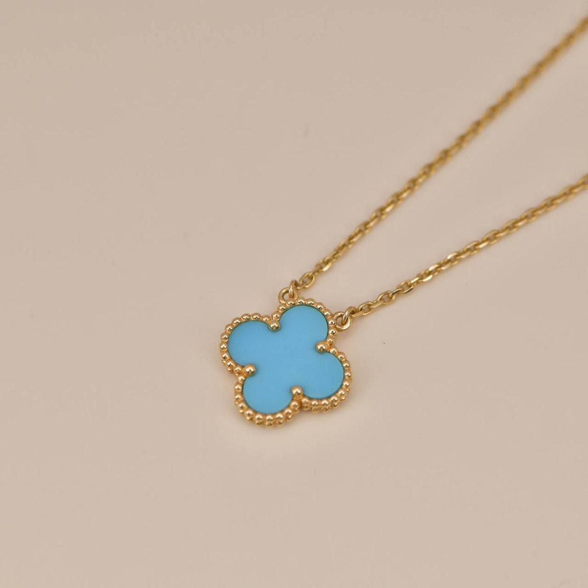 [⭐moonlume]CLOVER 15MM VINTAGE TURQUOISE NECKLACE