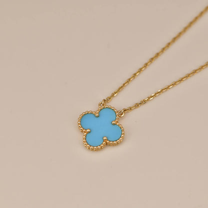 [⭐moonlume]CLOVER 15MM VINTAGE TURQUOISE NECKLACE