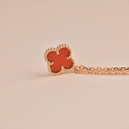 [⭐moonlume]CLOVER MINI 9.5MM WHITE CARNELIANS NECKLACE