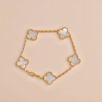 [⭐moonlume]CLOVER WHITE PEARL MOP 5 MOTIF BRACELET COLLECTION
