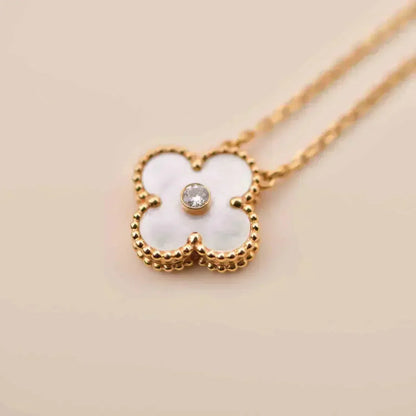 [⭐moonlume]CLOVER 15MM DIAMOND WHITE FRITILLARIA NECKLACE