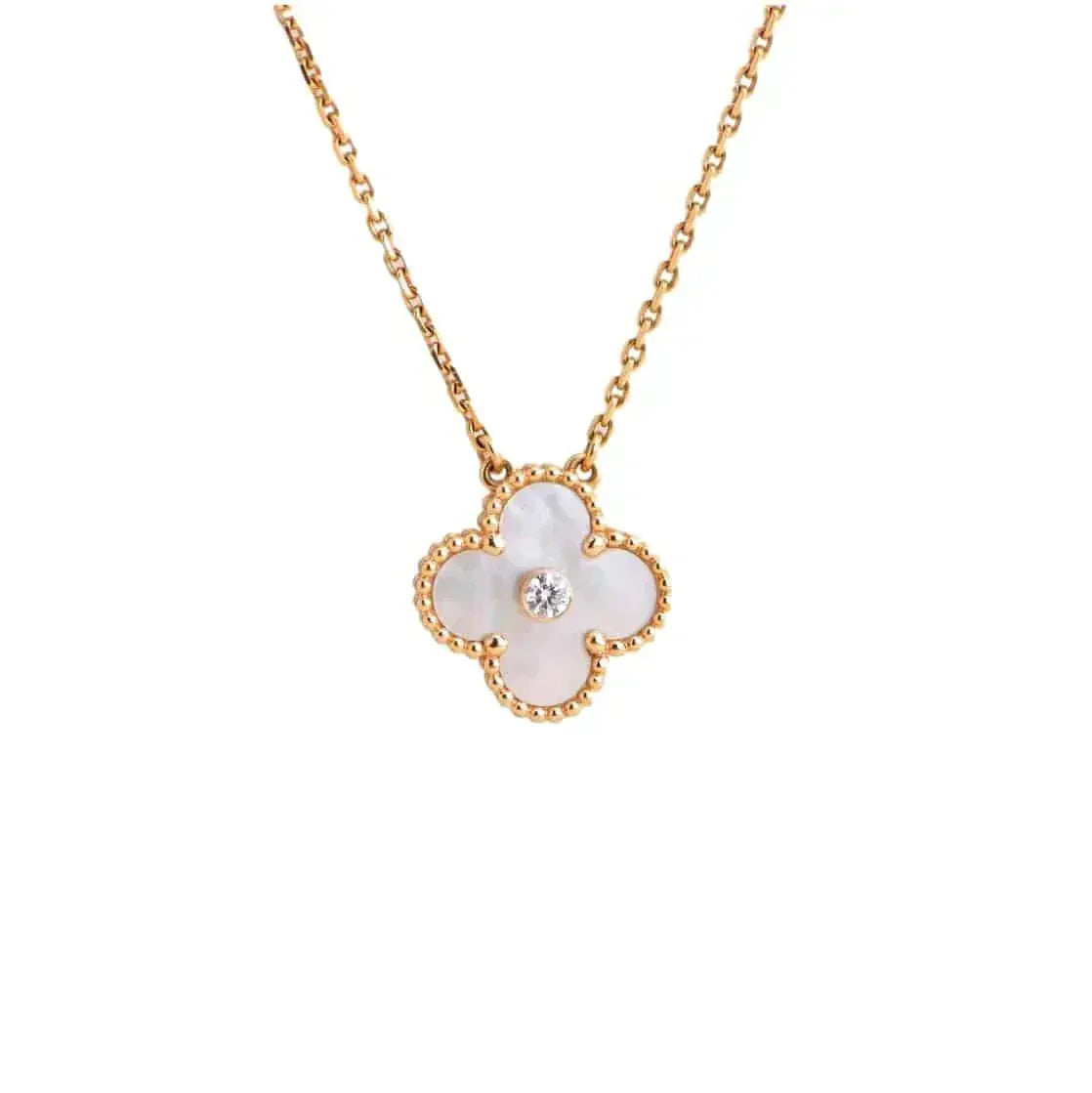 [⭐moonlume]CLOVER 15MM DIAMOND WHITE FRITILLARIA NECKLACE