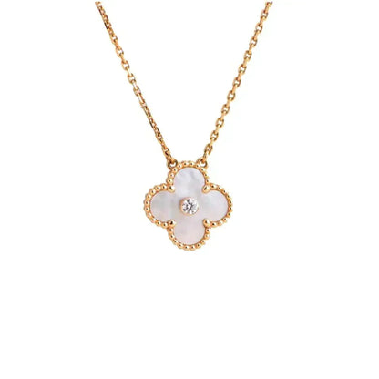 [⭐moonlume]CLOVER 15MM DIAMOND WHITE FRITILLARIA NECKLACE