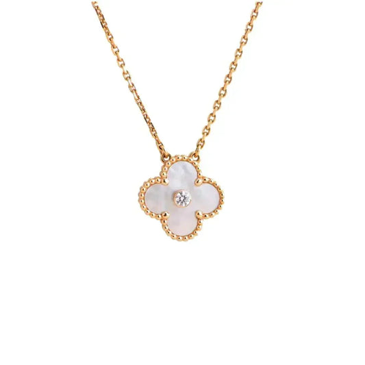 [⭐moonlume]CLOVER 15MM DIAMOND WHITE FRITILLARIA NECKLACE