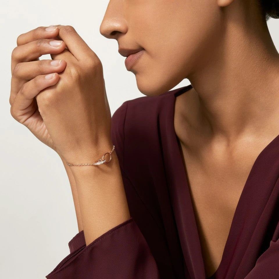 [⭐moonlume]LOVE DOUBLE RING HALF DIAMOND BRACELET