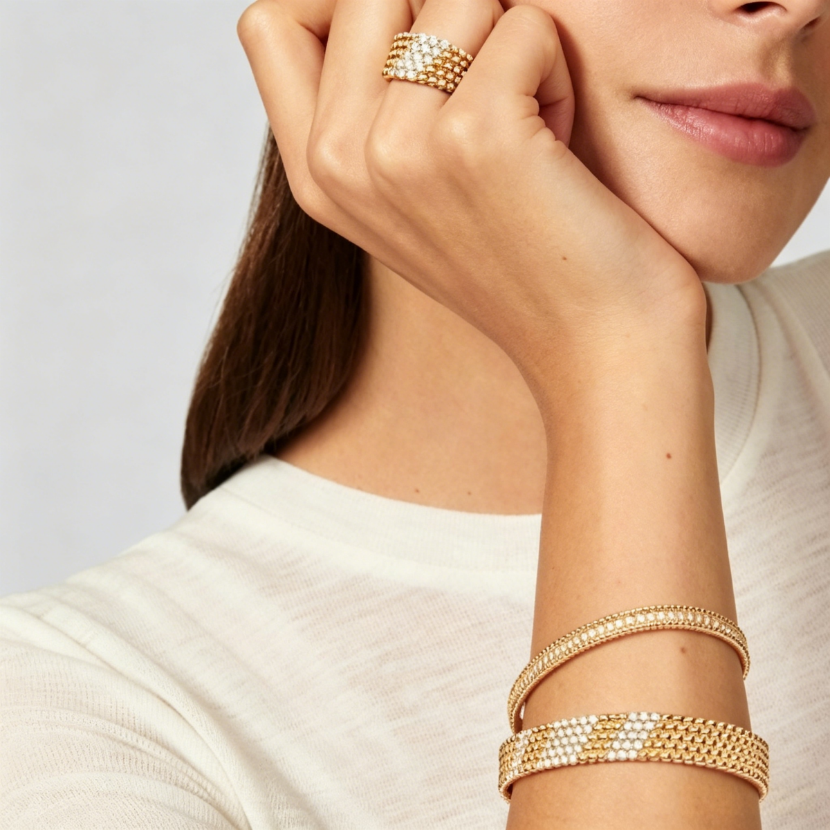 [⭐moonlume]  FIVE-ROW DIAMOND BRACELET