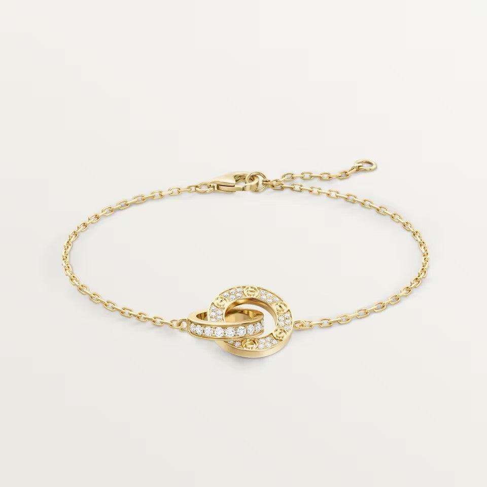 [⭐moonlume]LOVE DOUBLE RING FULL DIAMOND BRACELET