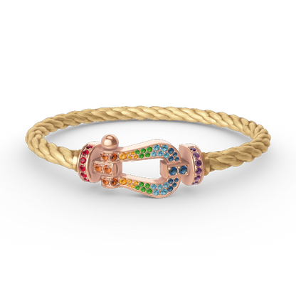 [⭐moonlume]FORCE LARGE HORSESHOE  COLORED DIAMOND BRACELET ROSE GOLD