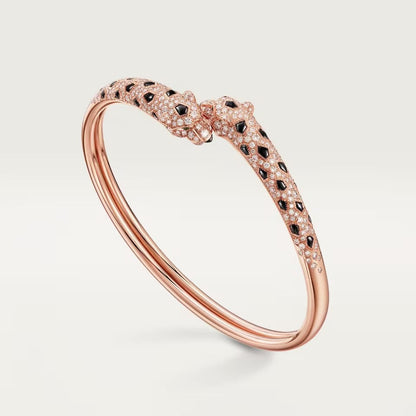 [⭐moonlume]PANTHERE DOUBLE HEADED HALF DIAMOND OPEN BRACELET