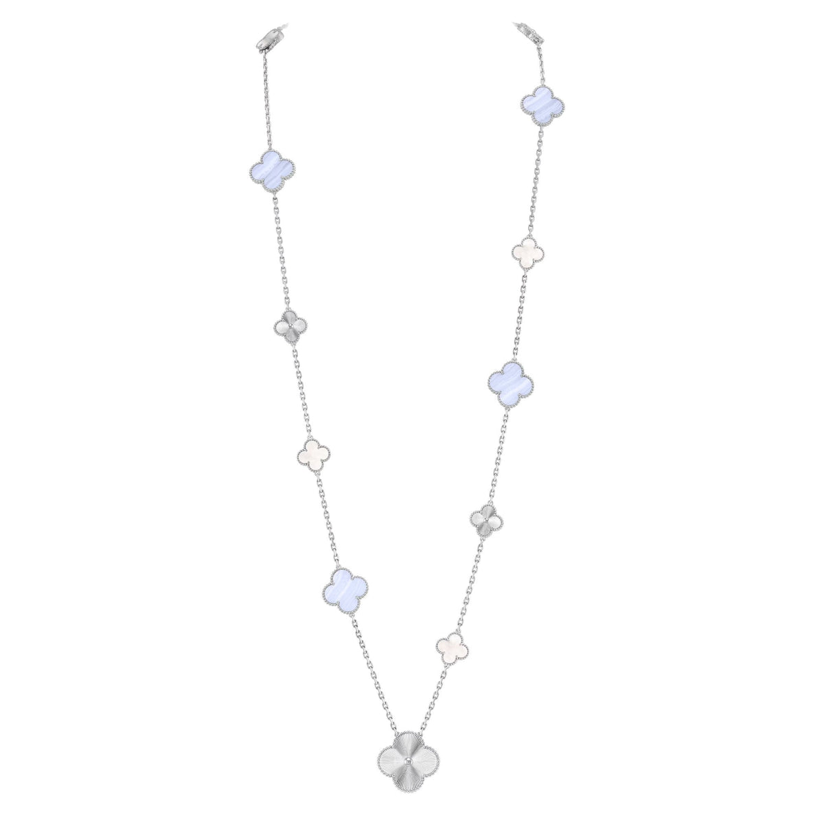 [⭐moonlume]DETACHABLE CLOVER 15(11+4) FLOWER SILVER NECKLACE SET