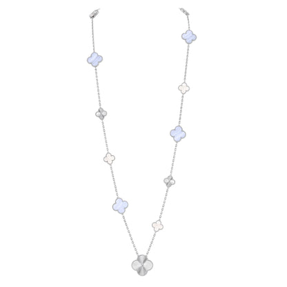 [⭐moonlume]DETACHABLE CLOVER 15(11+4) FLOWER SILVER NECKLACE SET