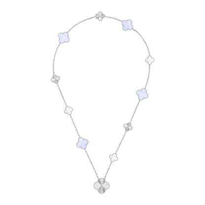 [⭐moonlume]DETACHABLE CLOVER 15(11+4) FLOWER SILVER NECKLACE SET