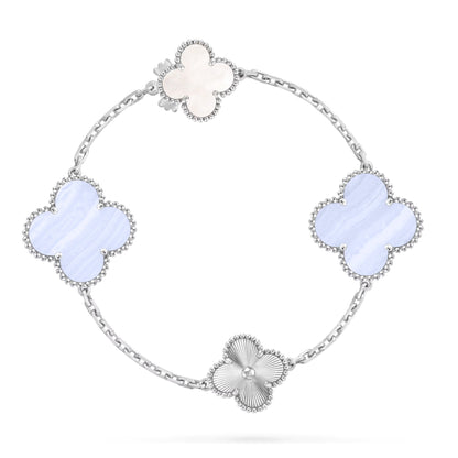 [⭐moonlume]DETACHABLE CLOVER 15(11+4) FLOWER SILVER NECKLACE SET