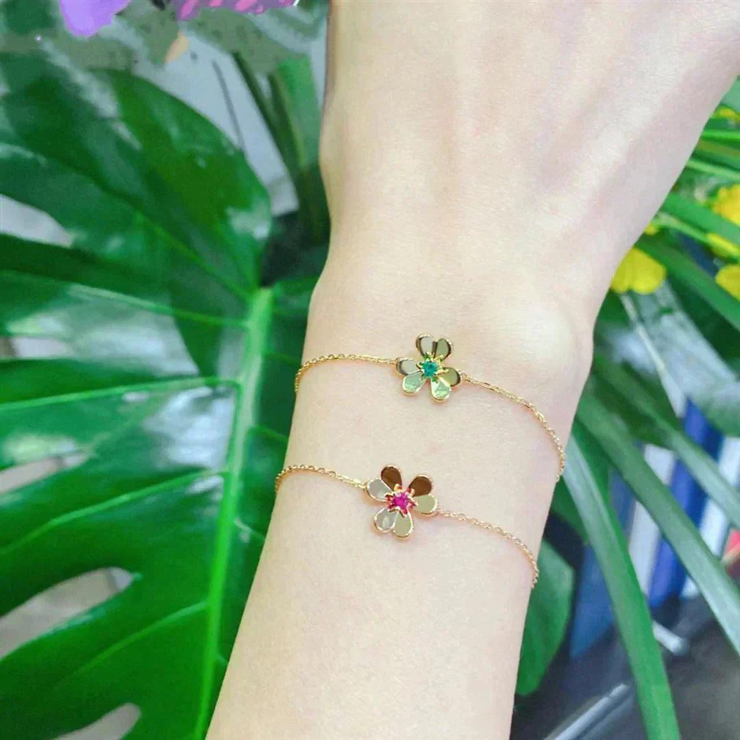 [⭐moonlume]FRIVOLE GOLD FLOWER PINK MALACHITE BRACELET