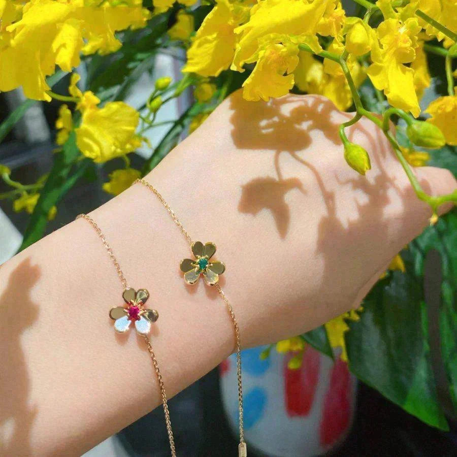 [⭐moonlume]FRIVOLE GOLD FLOWER PINK MALACHITE BRACELET