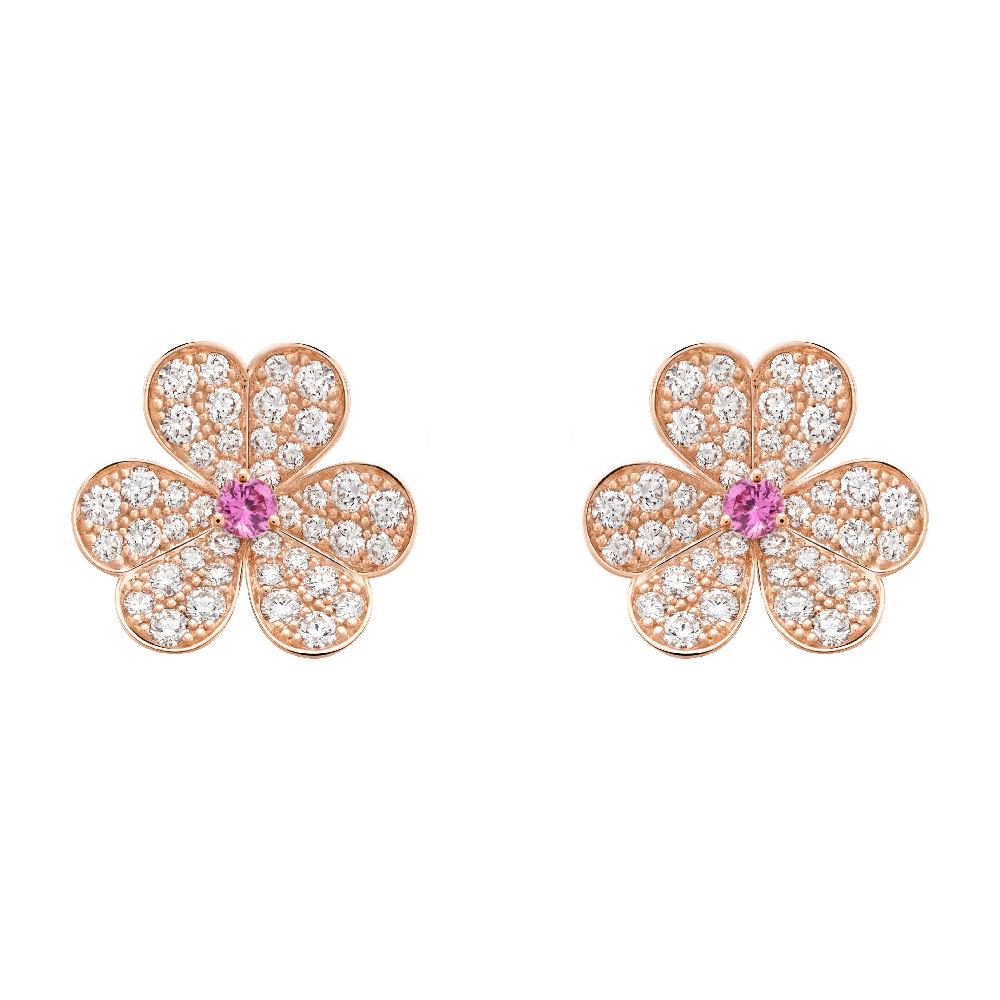 [⭐moonlume]FRIVOLE PINK GOLD FLOWER DIAMOND EARRINGS