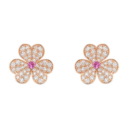 [⭐moonlume]FRIVOLE PINK GOLD FLOWER DIAMOND EARRINGS