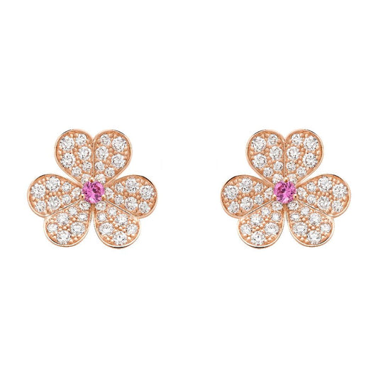 [⭐moonlume]FRIVOLE PINK GOLD FLOWER DIAMOND EARRINGS