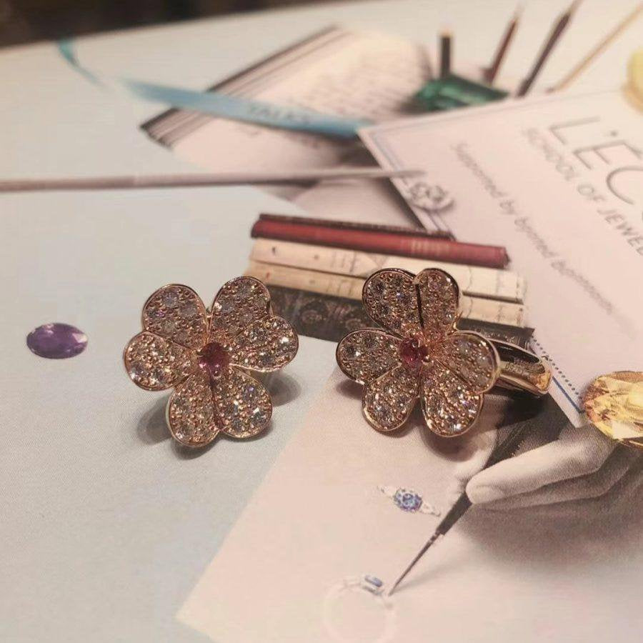 [⭐moonlume]FRIVOLE PINK GOLD FLOWER DIAMOND EARRINGS