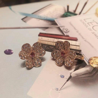 [⭐moonlume]FRIVOLE PINK GOLD FLOWER DIAMOND EARRINGS