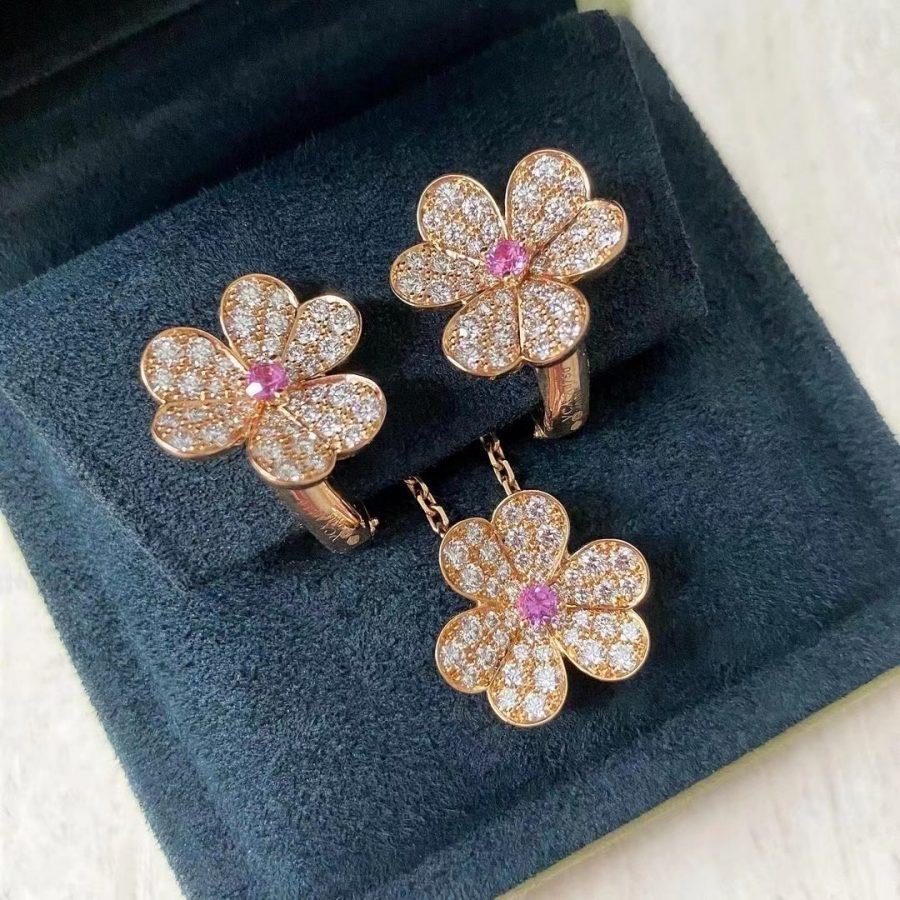 [⭐moonlume]FRIVOLE PINK GOLD FLOWER DIAMOND EARRINGS